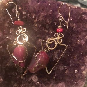 Pink agate silver hand made in Peru